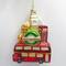 Merry Christmas Double Decker Tour Bus Glass Ornament - 4.5" - Gold and Red